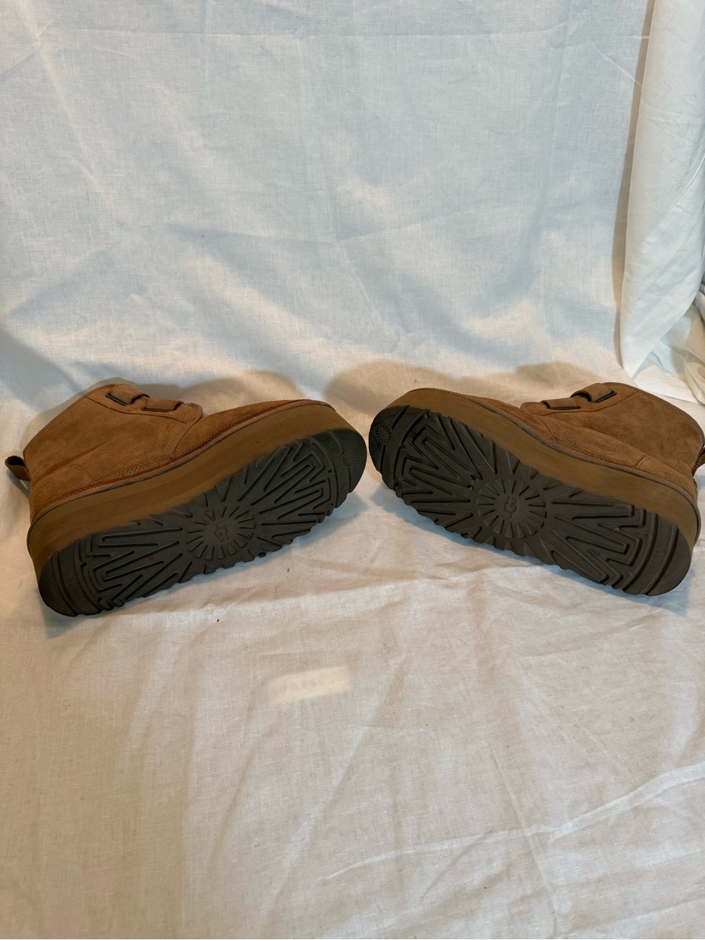 UGG Neumel Platform Double Strap Booties Chestnut Suede Size 9 - Picture 7 of 11